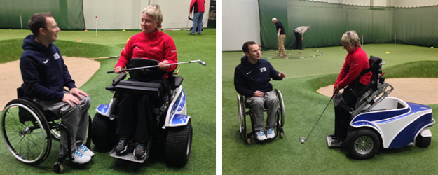 Angie Malone and Ryan MacDonald with the Paragolfer