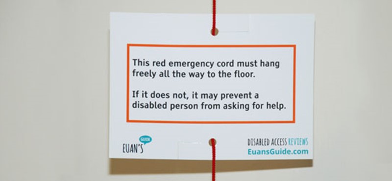 Red Cord Card hanging on an emergency red cord