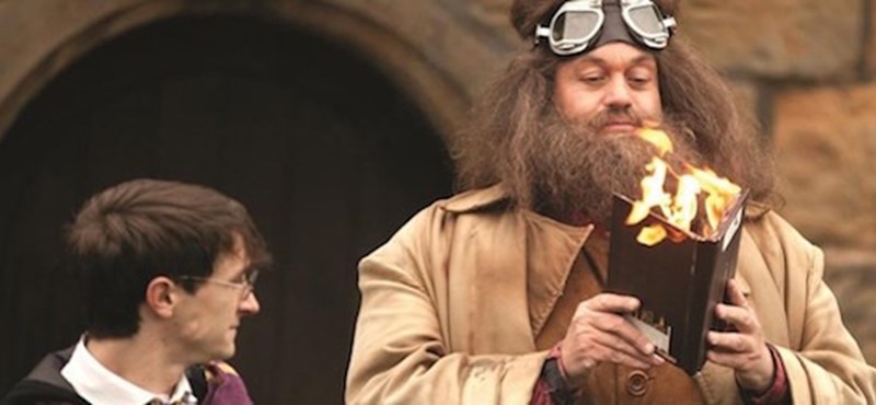 Photo of actors in Harry Potter costume.