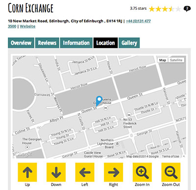 Screenshot of accessible 'off map' navigation buttons