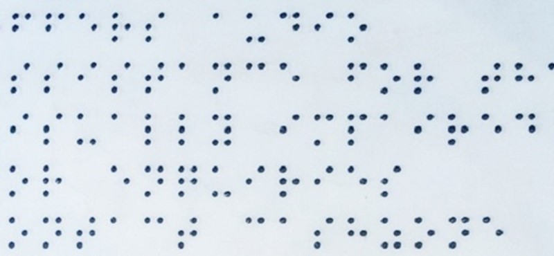 Photo of a Braille panel.