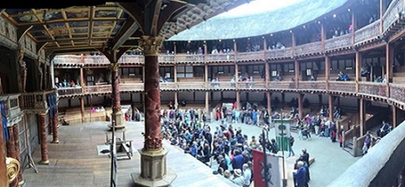 Photo of the stage at Globe Theatre.