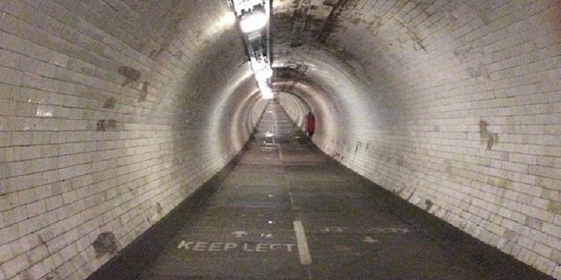 Photo inside the Greenwich Foot Tunnel.