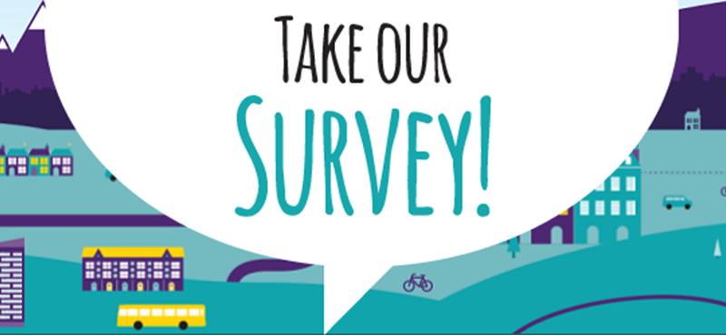 "Take our survey" image.