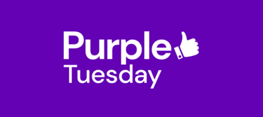 The Purple Tuesday logo in purple and white