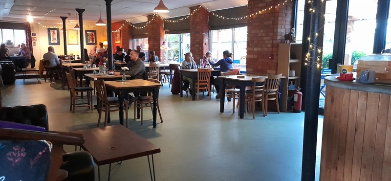 Inside the old Tannery café and community Social enterprise.