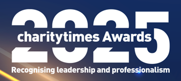 A screenshot of the Charity Times Awards website header in navy blue