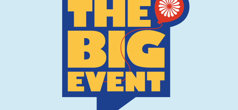 A graphic design with The Big Event logo