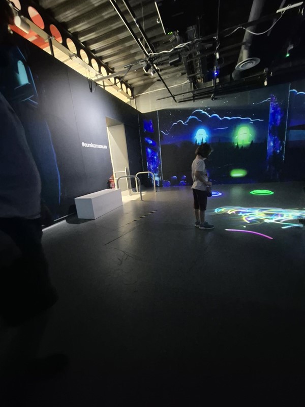 Image of a child in a dark display area