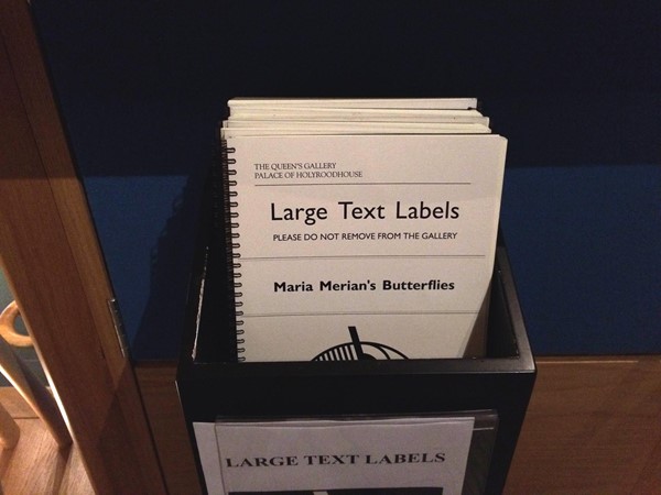 Photo of large text labels.