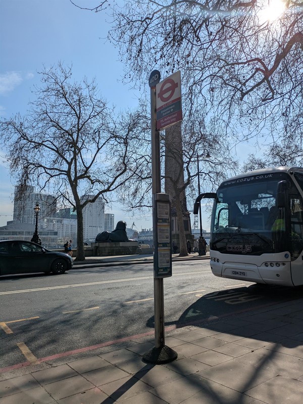 Bus stop outside the park