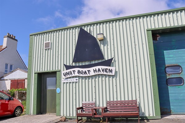 Unst Boat Haven building and sign.