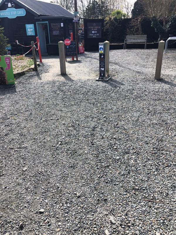 Gravel in car park.