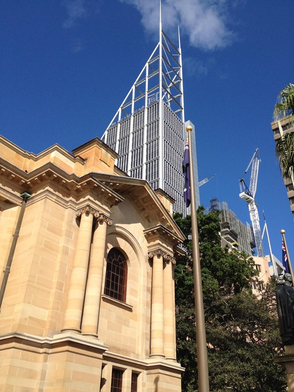 Picture of Macquarie Street  - State Library of NSW looking up to Sydney's CBD