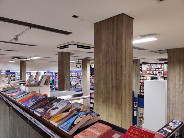The interior of the bookshop, seen from the upper level