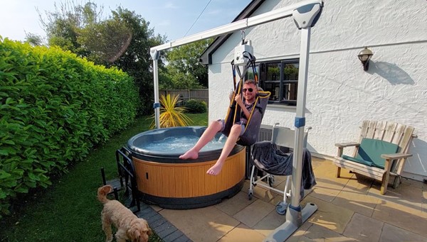 Hoist into the hot tub