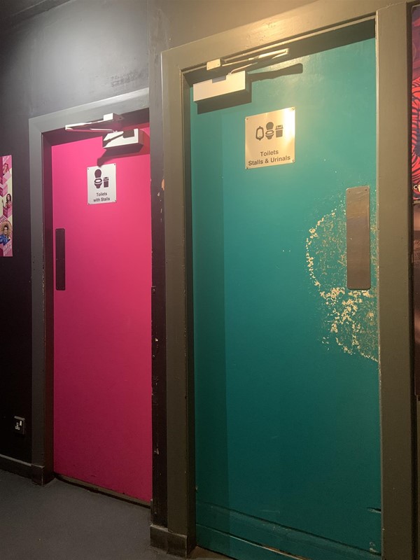 Image of two toilet doors