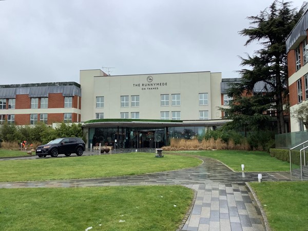 where reception told us we need not register the car, as barriers will automatically lift. The main car park lies straight ahead, a Little way beyond main hotel entrance, but  the path is easy enough to ride along