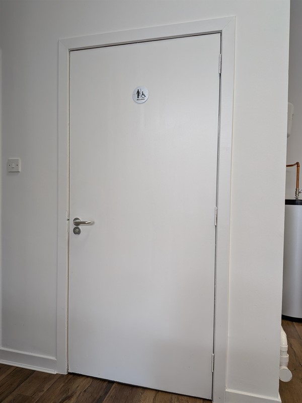image of the door to the accessible bathroom