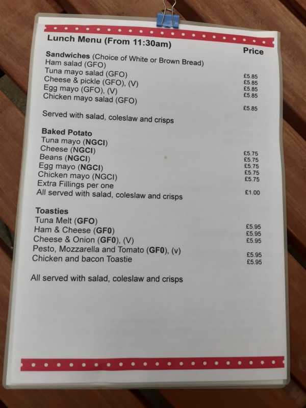 And lunch food menu. My scrambled egg roll was lovely.