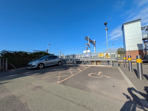 Image of the two accessible parking spaces at the station