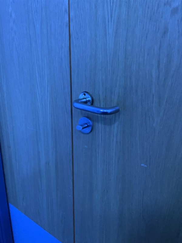 image of the door handle and lock on the inside in the Changing Places toilet