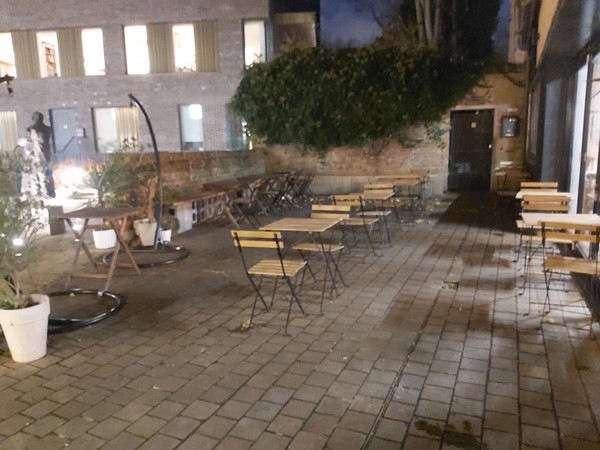 Picture of tables and chairs outside of WAVE restaurant