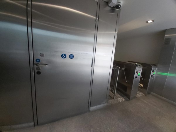 Picture of the outside of the accessible toilet