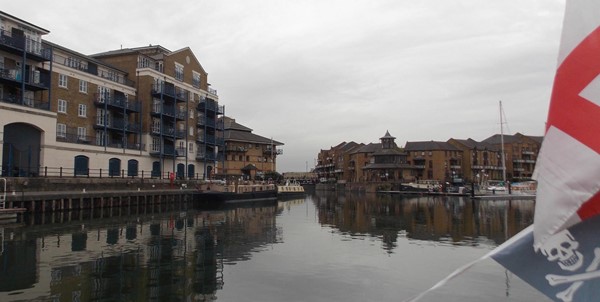 Picture of Docklands Canal Boat Trust  - Sailing into Limehouse Basin - mooring on left to disembark for Canary Wharf (10 mins away)