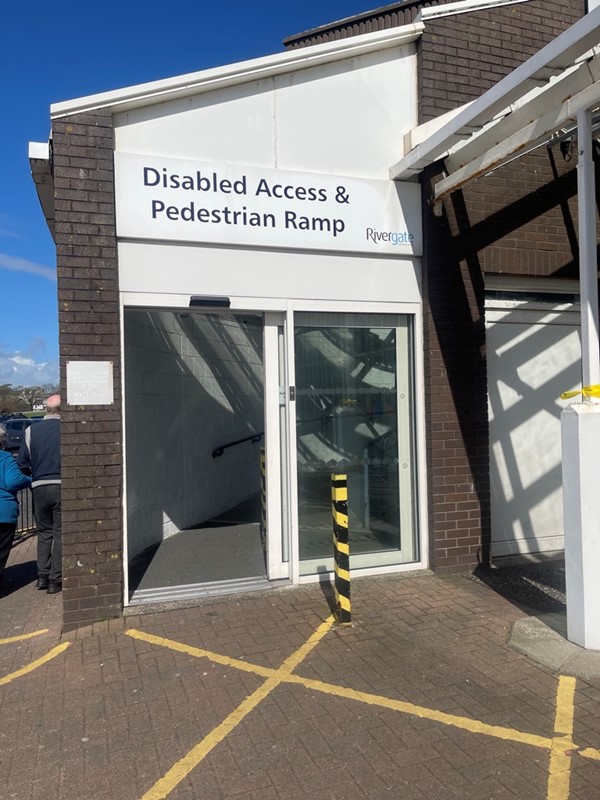 Pedestrian ramp entrance to Rivergate shopping centre