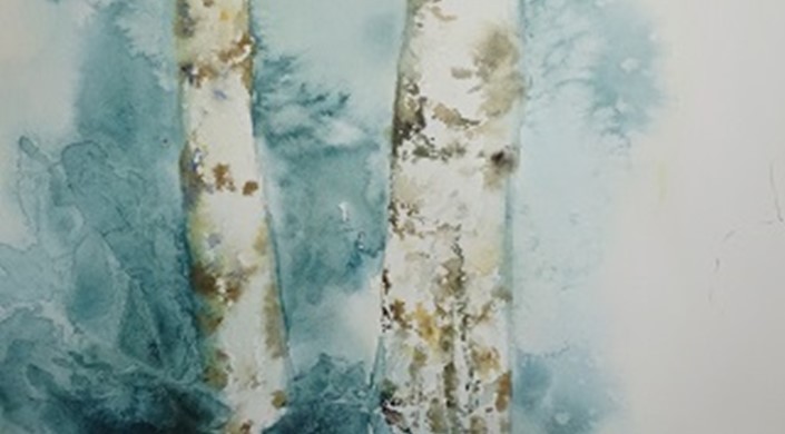 Watercolour Painting: 'Winter Birch'