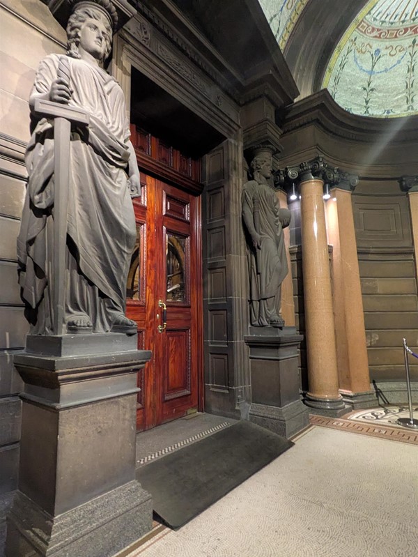 Image of statues and door