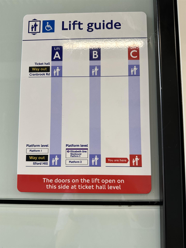 Image of the lift guide for the station