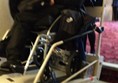 Stair climber being used. The figure in the chair is me and the staff pictured have given consent to use all attached photos