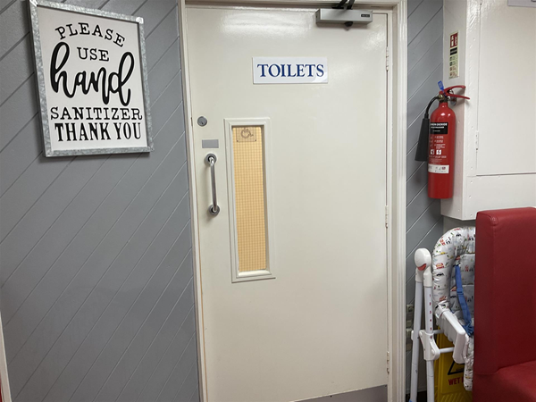 Image of a toilet door