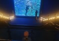 Image of a large screen with a fish on it