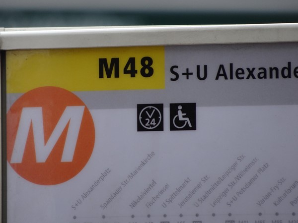 Bus stops have route information, timetables & a wheelchair symbol if the buses on the route are wheelchair-accessible