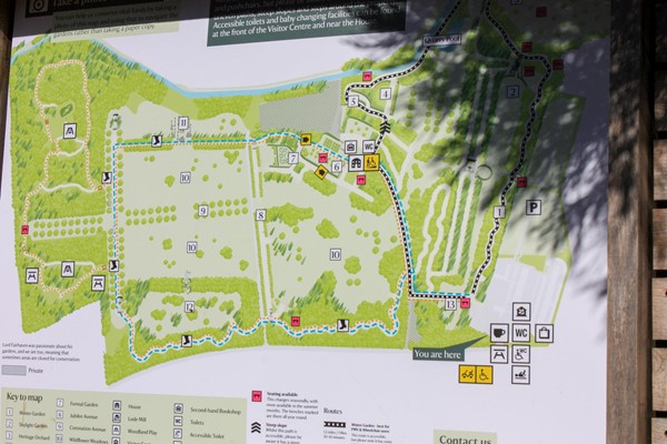 Large clear maps are posted all around the estate, with marked trails.