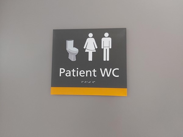 Picture of a patient wc sign