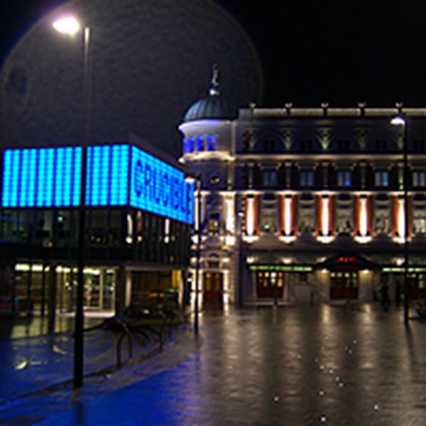 Photograph of the Crucible and Lyceum at night