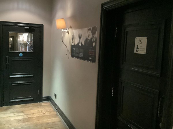 Entrance to accessible toilet.