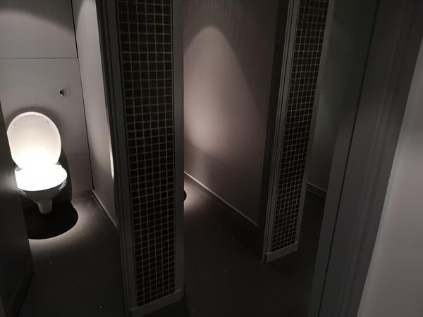 Small and dark non accessible toilets