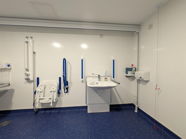 Image of adjustable sink in the Changing Places toilet - there's also a shower