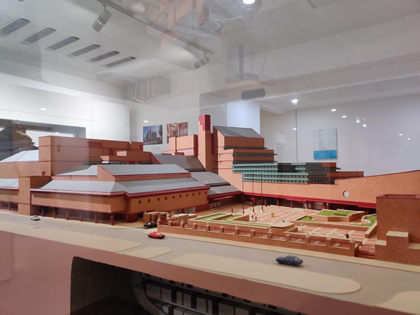 A scale model of the library.