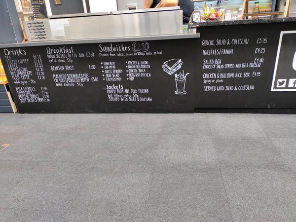 Menu sign and counter