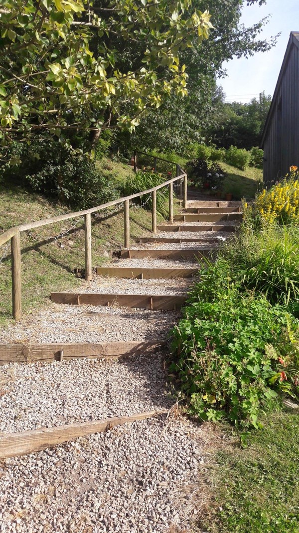 Rough steps from car park