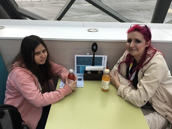 Can Doers enjoying a refreshment in the cafe