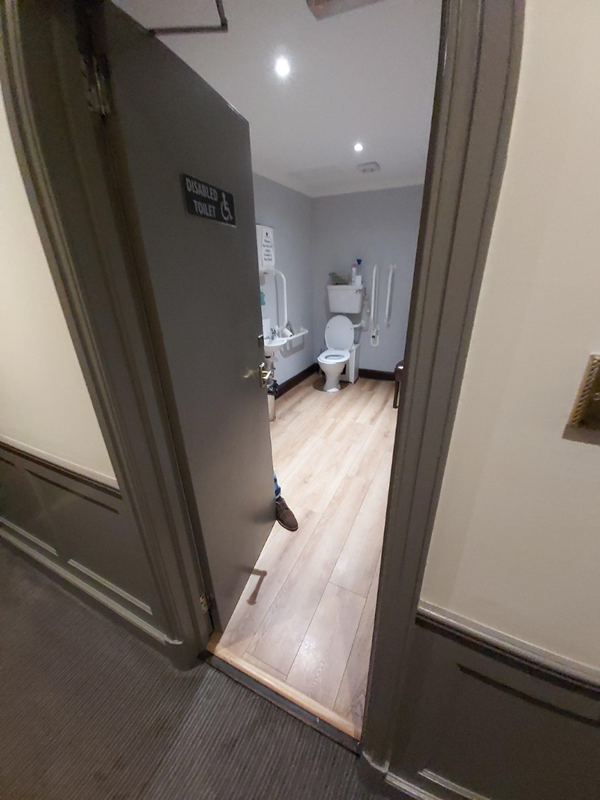 The disabled toilet doorway.