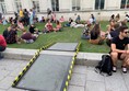 Ramps onto grassy areas for wheelchair users.