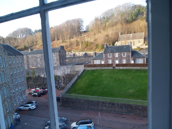 View from window showing car park below